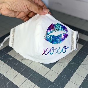 Holographic  Lips lipstick  Kiss face mask XOXO